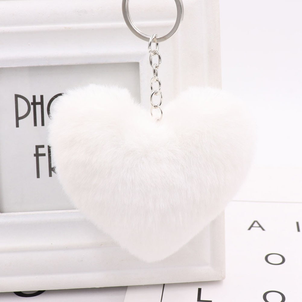 Heart Shaped Hairball Keychain Creative Bag Charm for Keyring Enhancement - Picture 20 of 29