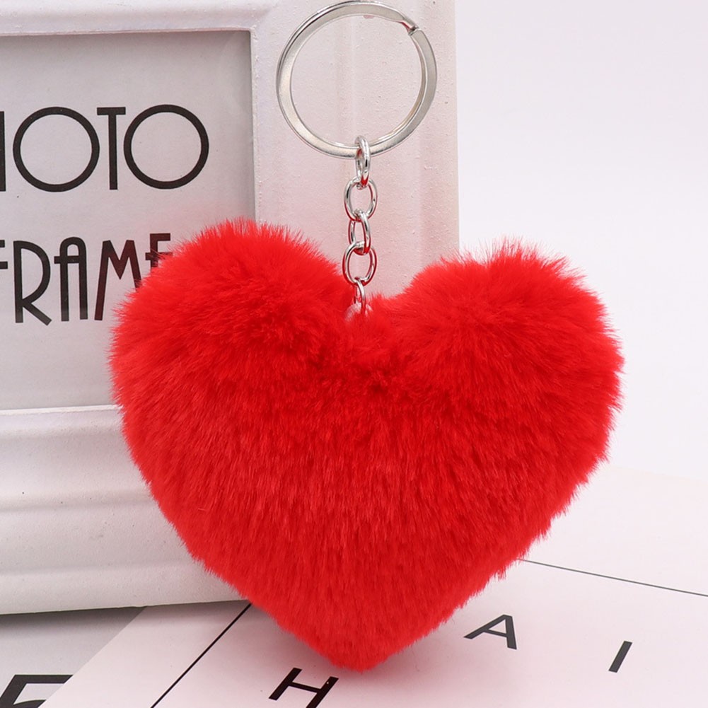 Heart Shaped Hairball Keychain Creative Bag Charm for Keyring Enhancement - Picture 13 of 29