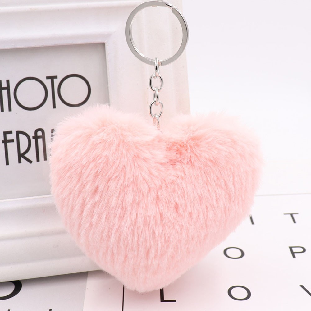 Heart Shaped Hairball Keychain Creative Bag Charm for Keyring Enhancement - Picture 15 of 29