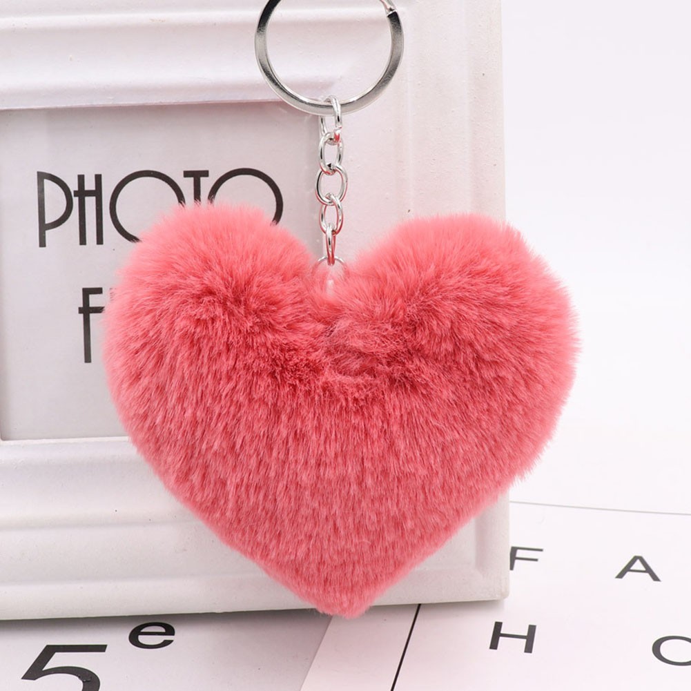 Heart Shaped Hairball Keychain Creative Bag Charm for Keyring Enhancement - Picture 16 of 29