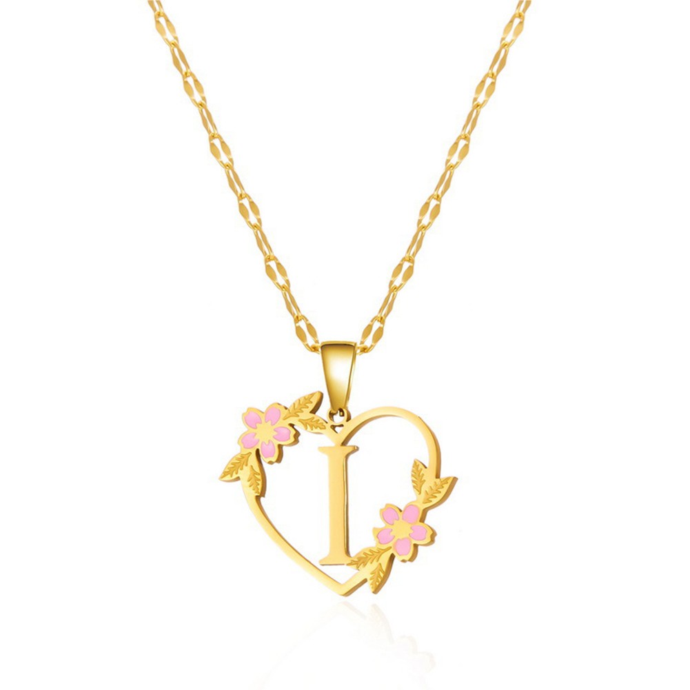 Floral Letter Necklace Gold Stainless Steel 41cm 50cm Fashionable Design - Picture 21 of 38