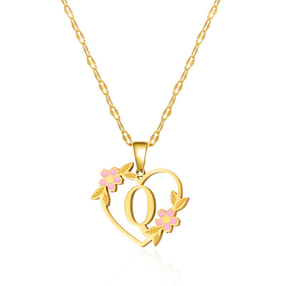 Floral Letter Necklace Gold Stainless Steel 41cm 50cm Fashionable Design - Picture 27 of 38