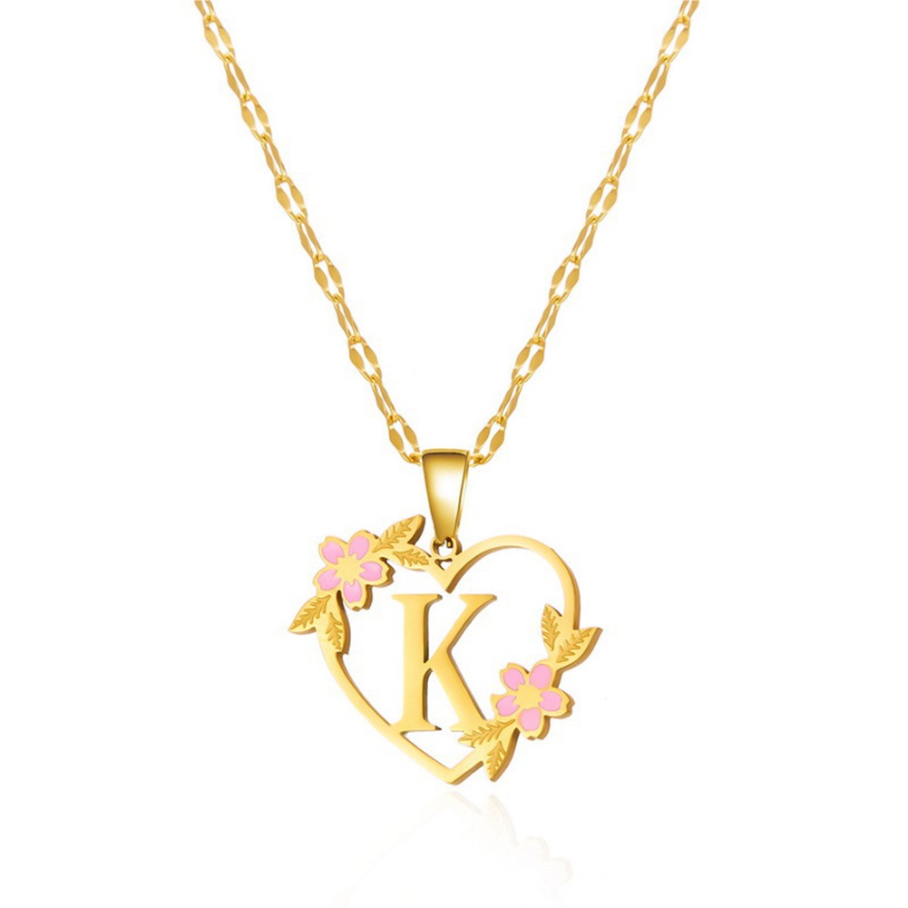 Floral Letter Necklace Gold Stainless Steel 41cm 50cm Fashionable Design - Picture 23 of 38