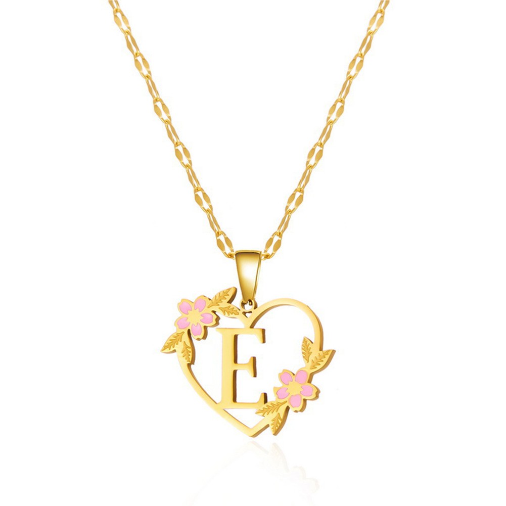 Floral Letter Necklace Gold Stainless Steel 41cm 50cm Fashionable Design - Picture 17 of 38