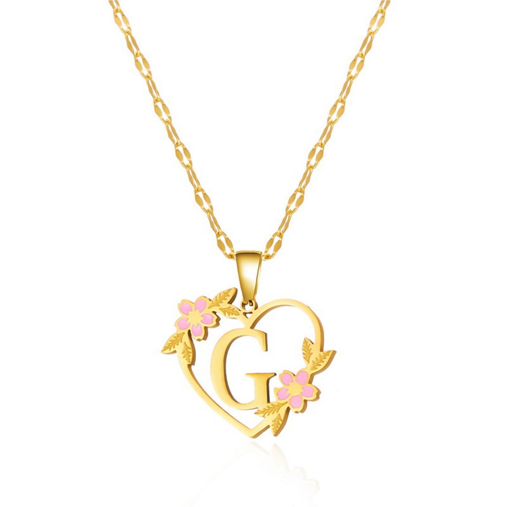Floral Letter Necklace Gold Stainless Steel 41cm 50cm Fashionable Design - Picture 19 of 38