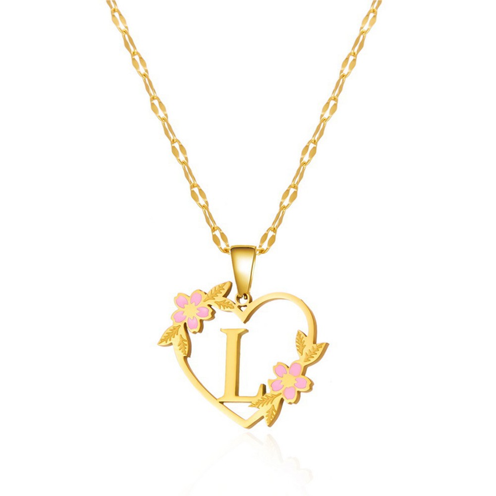 Floral Letter Necklace Gold Stainless Steel 41cm 50cm Fashionable Design - Picture 24 of 38