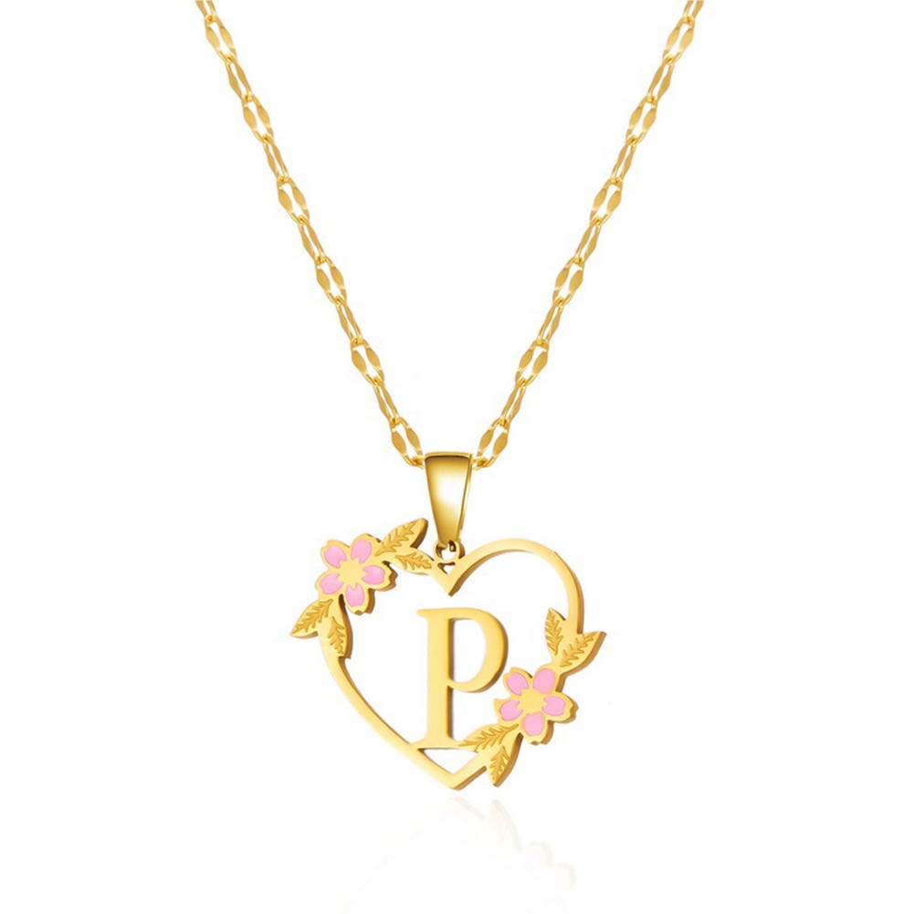Floral Letter Necklace Gold Stainless Steel 41cm 50cm Fashionable Design - Picture 28 of 38