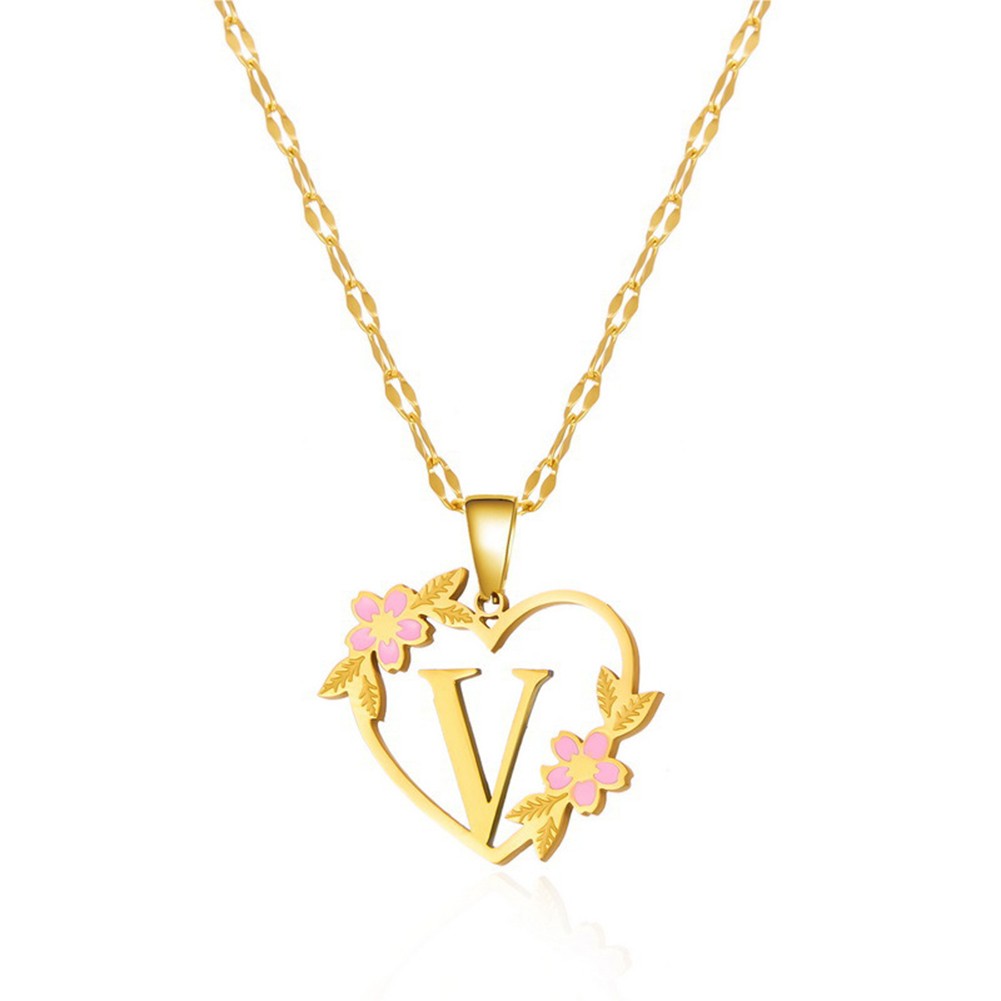 Floral Letter Necklace Gold Stainless Steel 41cm 50cm Fashionable Design - Picture 34 of 38