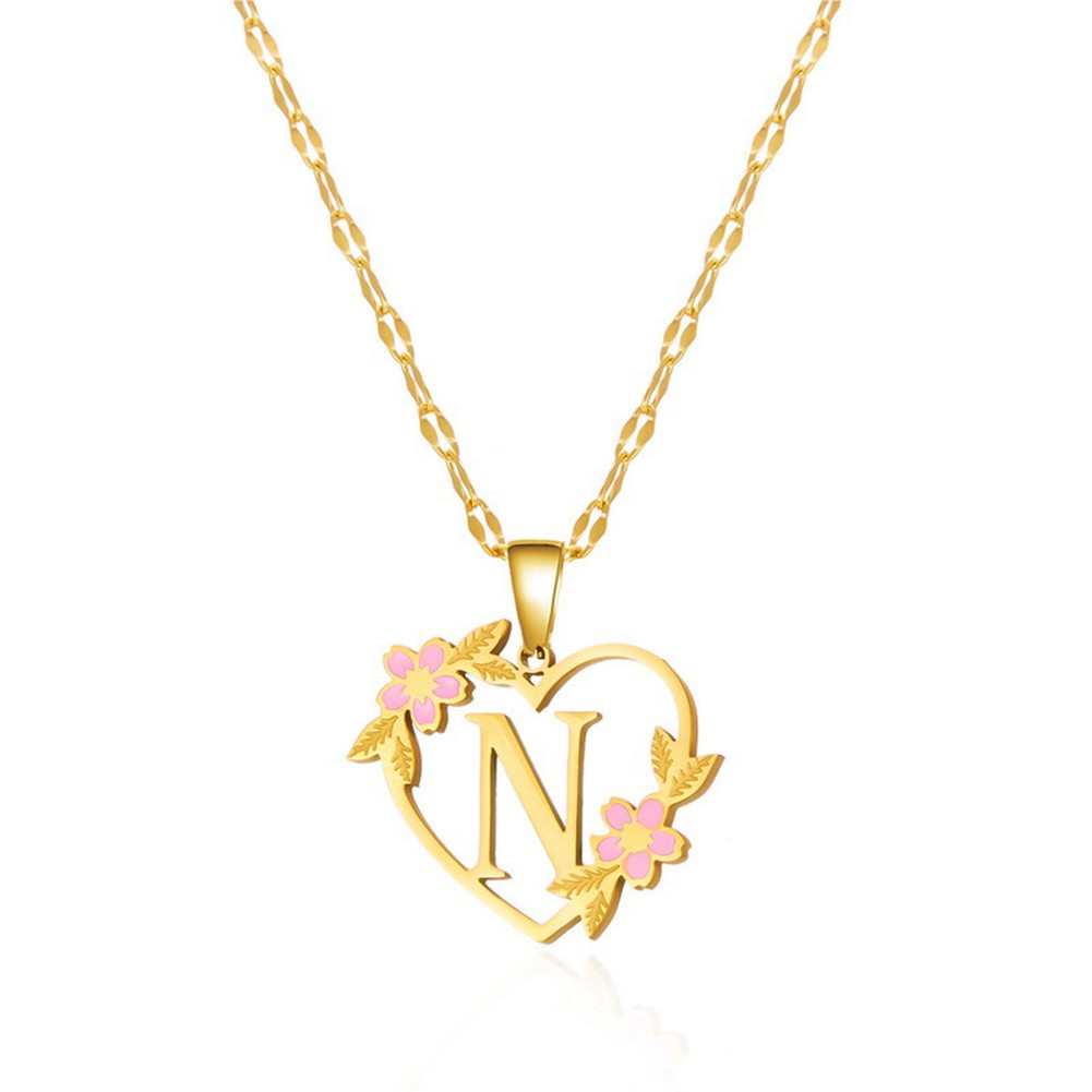 Floral Letter Necklace Gold Stainless Steel 41cm 50cm Fashionable Design - Picture 26 of 38