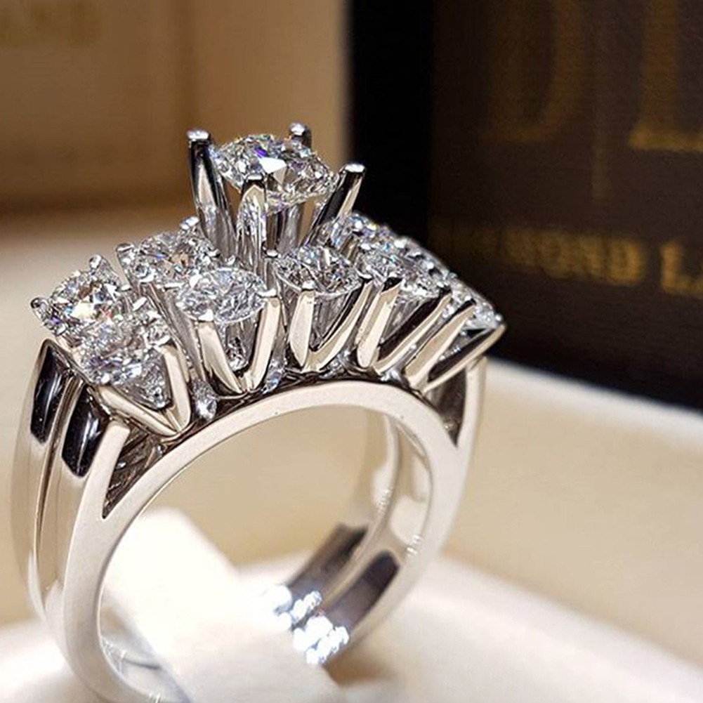 Exquisite Three Dimensional Wedding Ring Set in a Unique Two Piece Design