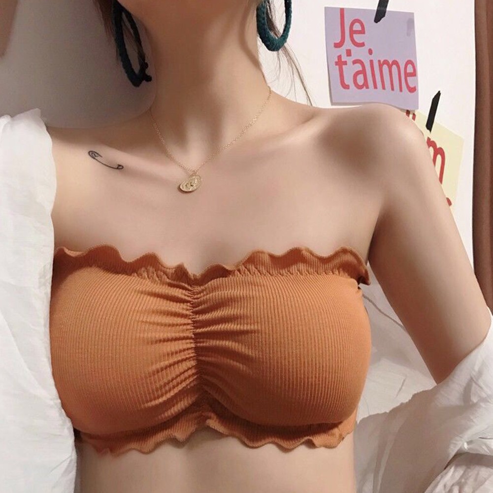 One Size Womens Ruffled Tube Top with Back Buttons for Comfortable Fit - Picture 19 of 26