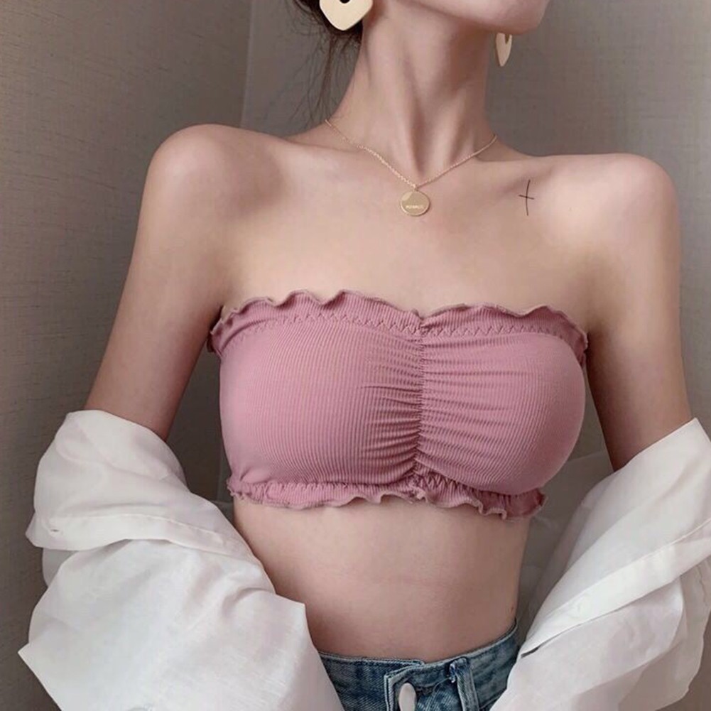 One Size Womens Ruffled Tube Top with Back Buttons for Comfortable Fit - Picture 16 of 26