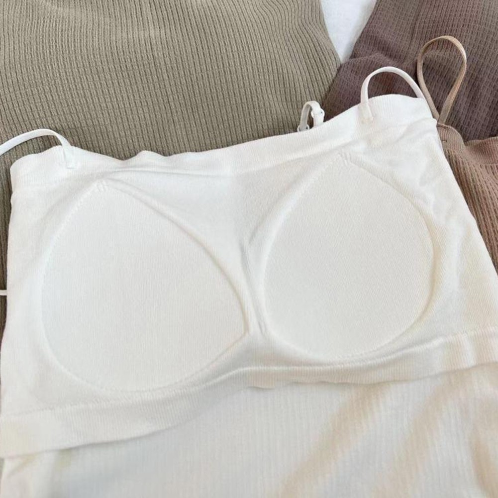 Summer Women's Cuffless Chest Cushion Waffle Top for Leisure Activities - Picture 16 of 24