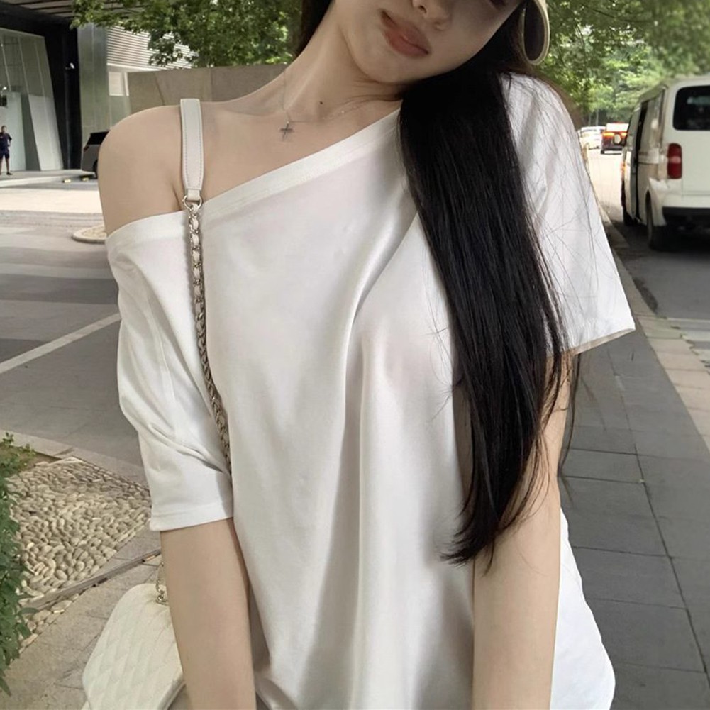Cool Women Summer Off Shoulder Short Sleeve T Shirts for Casual Dressing - Picture 19 of 35
