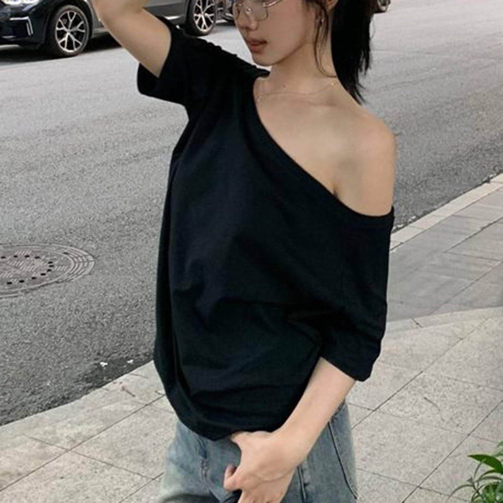 Cool Women Summer Off Shoulder Short Sleeve T Shirts for Casual Dressing - Picture 26 of 35