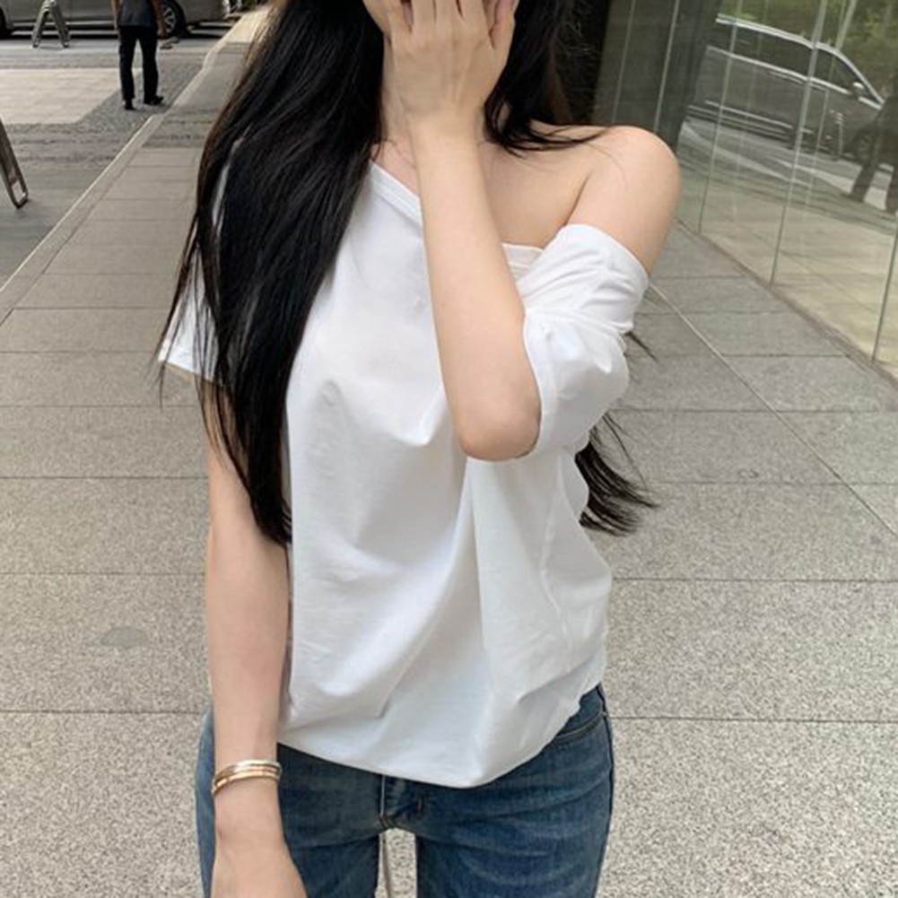 Cool Women Summer Off Shoulder Short Sleeve T Shirts for Casual Dressing - Picture 21 of 35