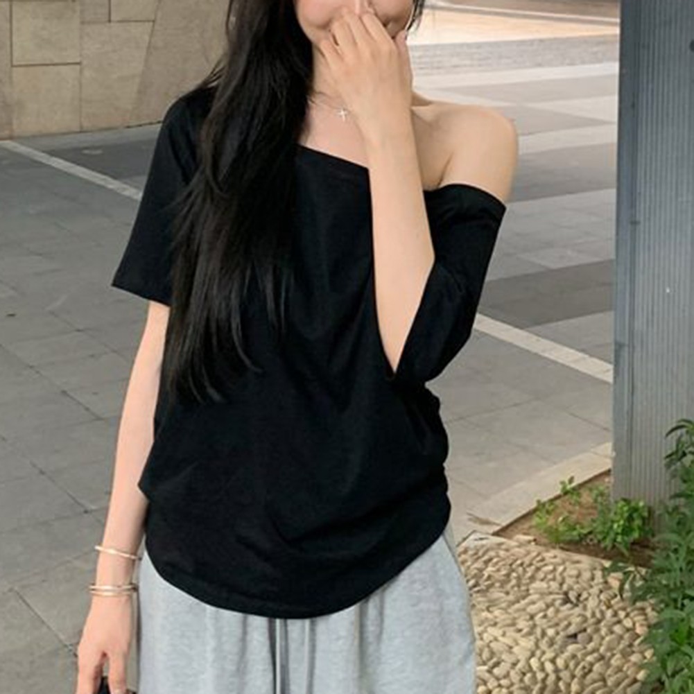 Cool Women Summer Off Shoulder Short Sleeve T Shirts for Casual Dressing - Picture 25 of 35