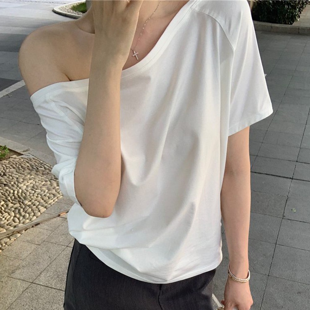 Cool Women Summer Off Shoulder Short Sleeve T Shirts for Casual Dressing - Picture 17 of 35