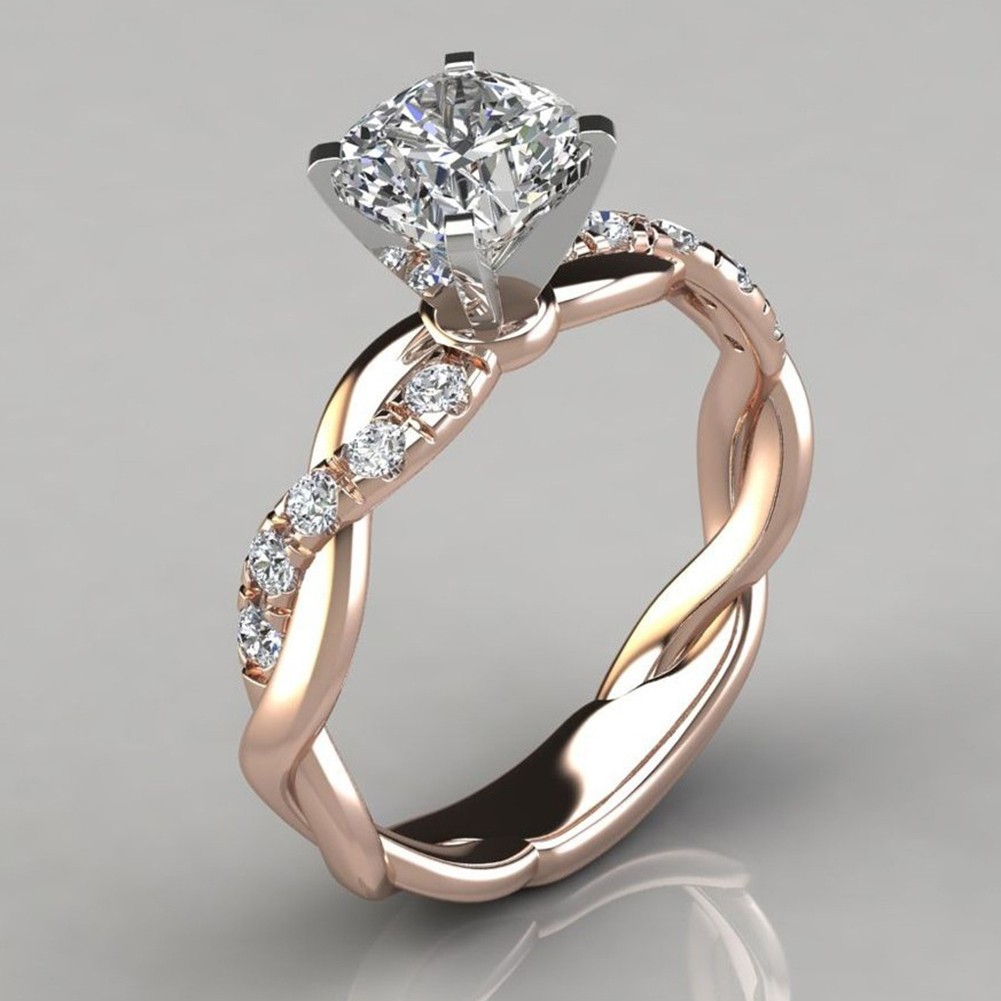 18k Rose Gold Princess Square Diamond Ring A Unique Choice for All Events