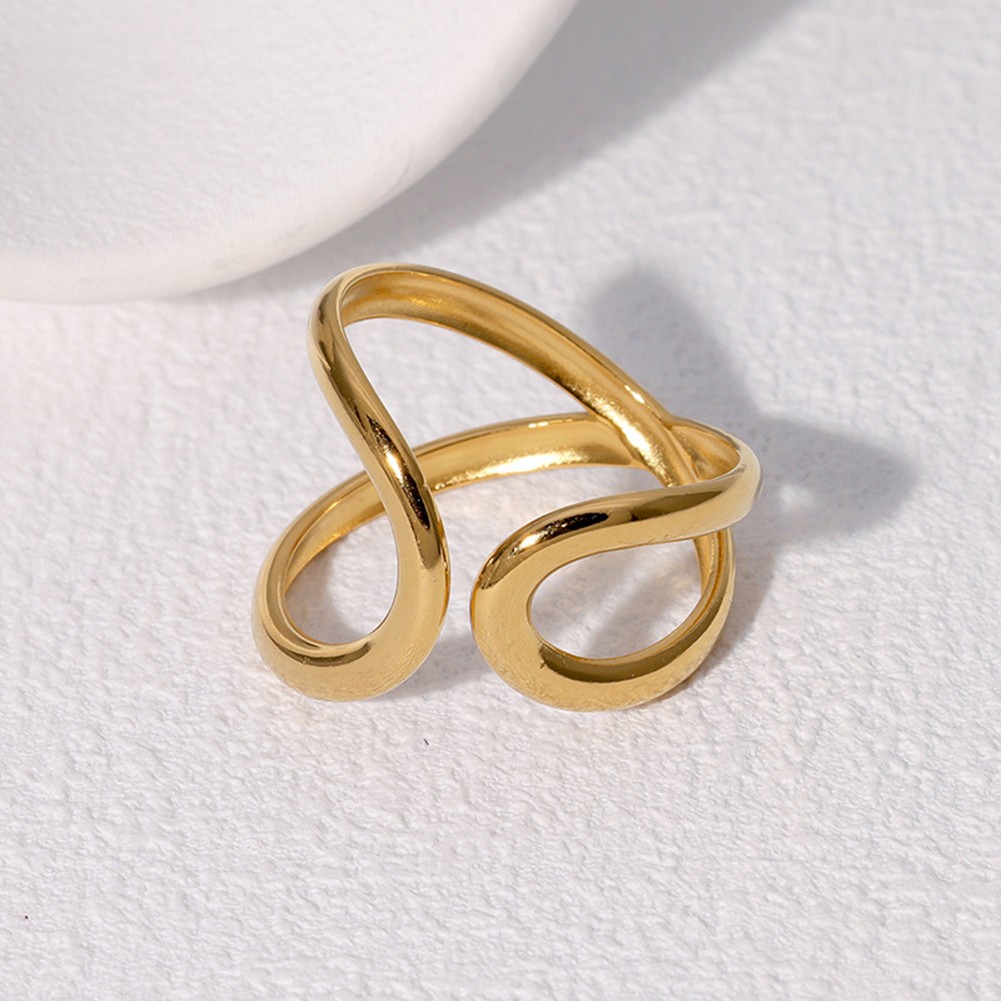 Trendy Gold Plated Stainless Steel Ring for Casual and Formal Occasions