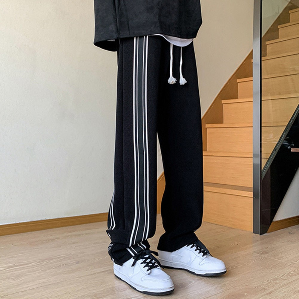 Men's All Season Jogger Trousers with Elastic Waist and Striped Pattern - Picture 15 of 28