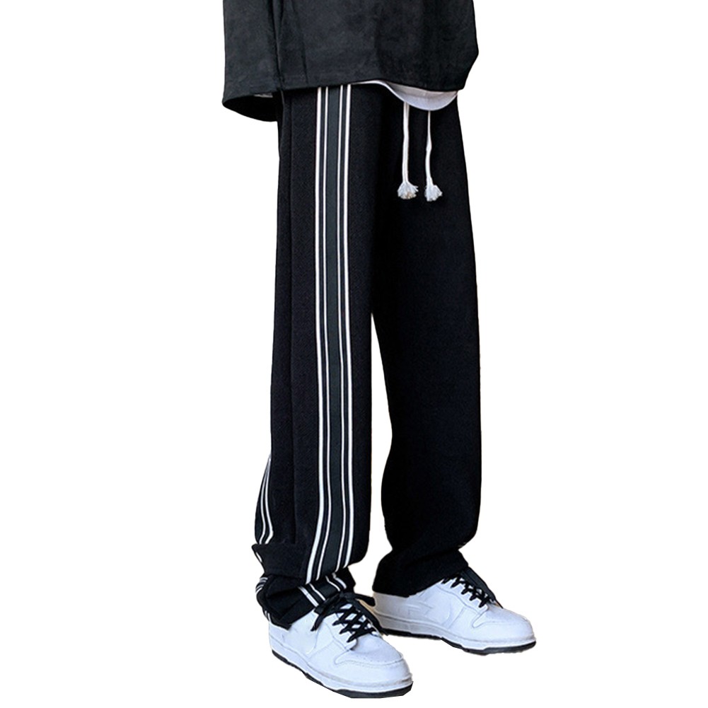 Men's All Season Jogger Trousers with Elastic Waist and Striped Pattern - Picture 16 of 28