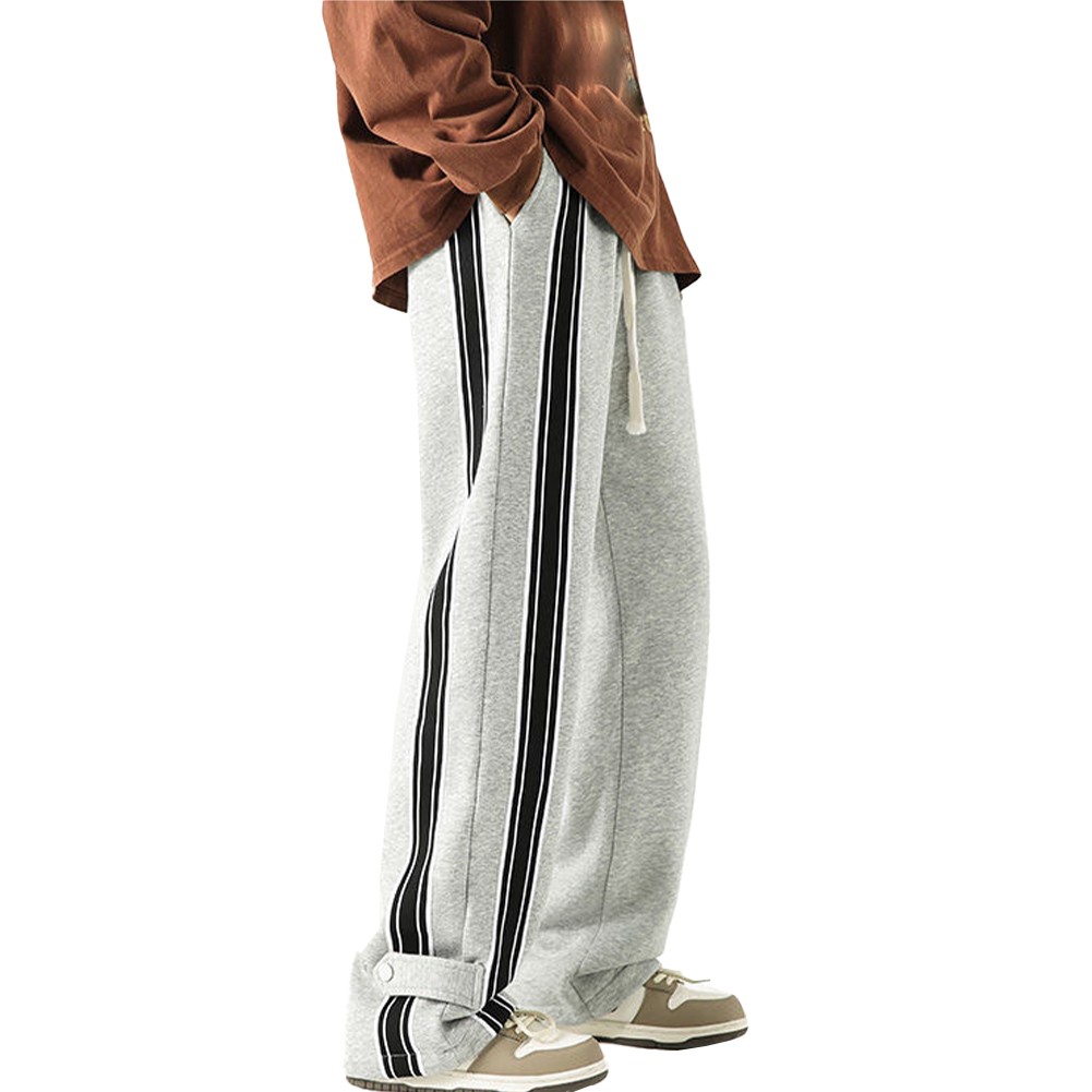 Men's All Season Jogger Trousers with Elastic Waist and Striped Pattern - Picture 21 of 28