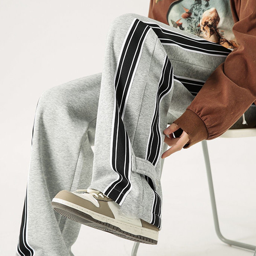 Men's All Season Jogger Trousers with Elastic Waist and Striped Pattern - Picture 28 of 28