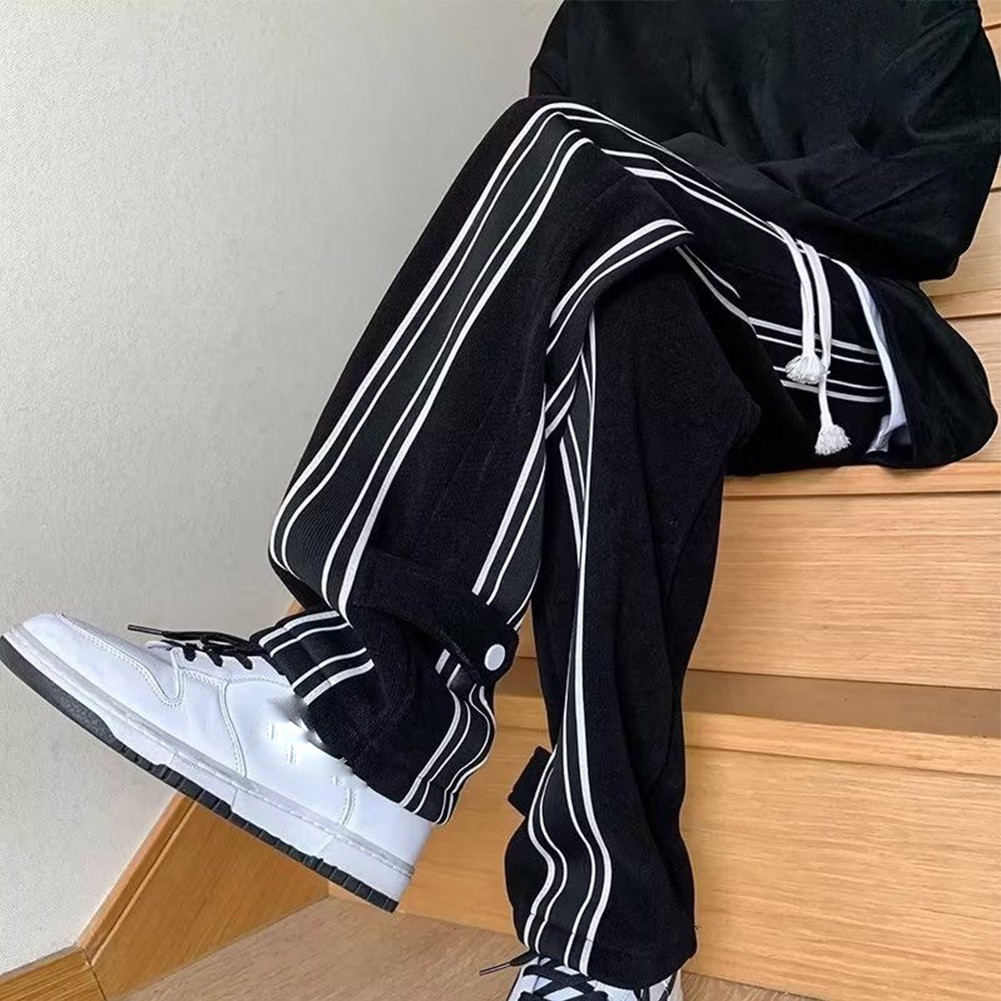 Men's All Season Jogger Trousers with Elastic Waist and Striped Pattern - Picture 18 of 28