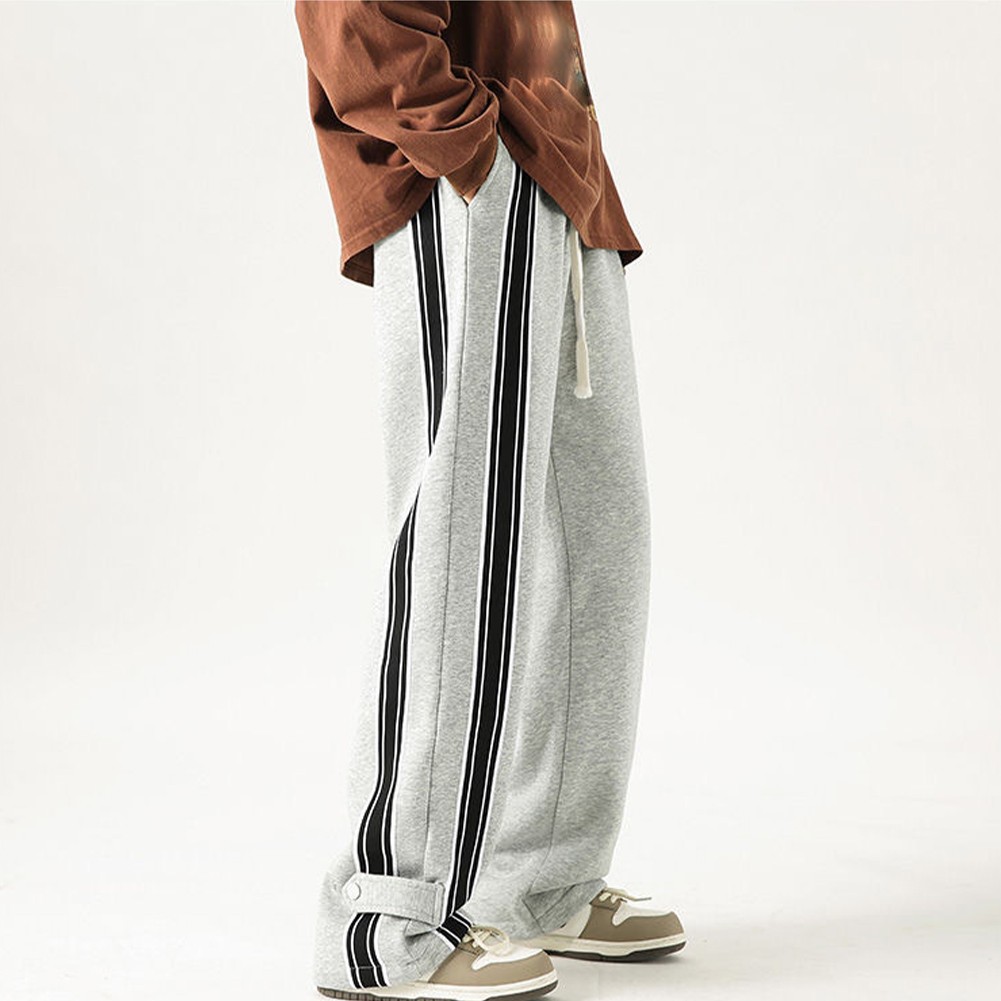 Men's All Season Jogger Trousers with Elastic Waist and Striped Pattern - Picture 22 of 28