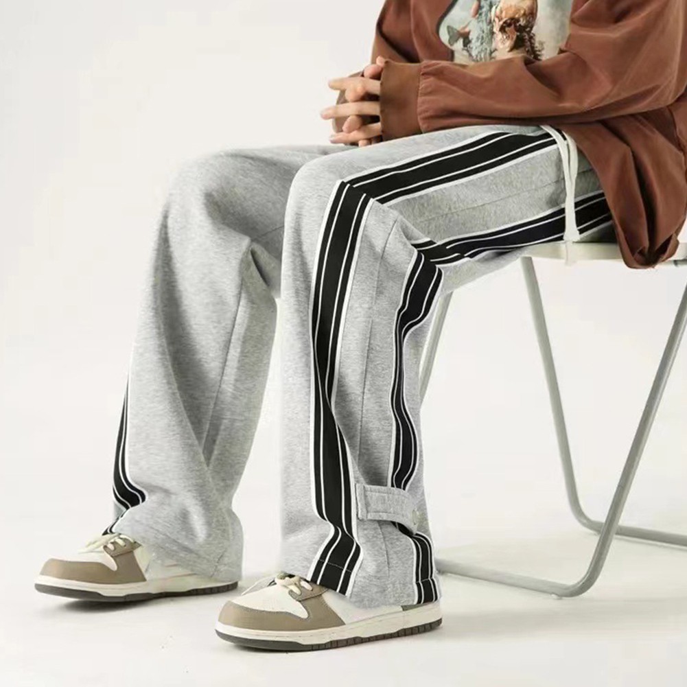 Men's All Season Jogger Trousers with Elastic Waist and Striped Pattern - Picture 24 of 28
