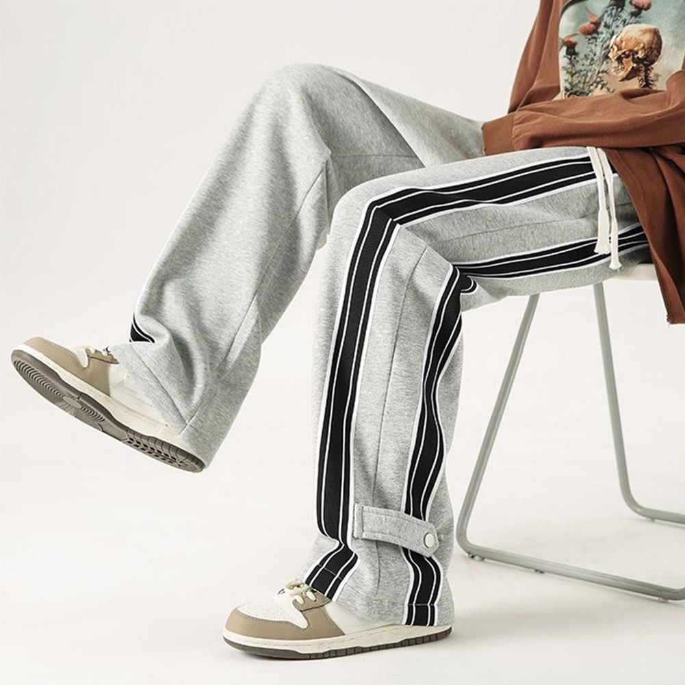 Men's All Season Jogger Trousers with Elastic Waist and Striped Pattern - Picture 26 of 28