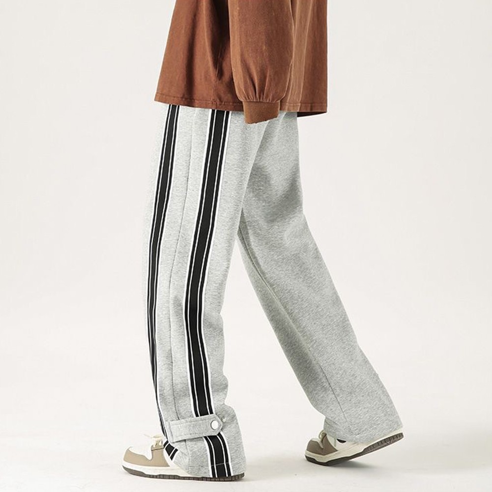 Men's All Season Jogger Trousers with Elastic Waist and Striped Pattern - Picture 25 of 28