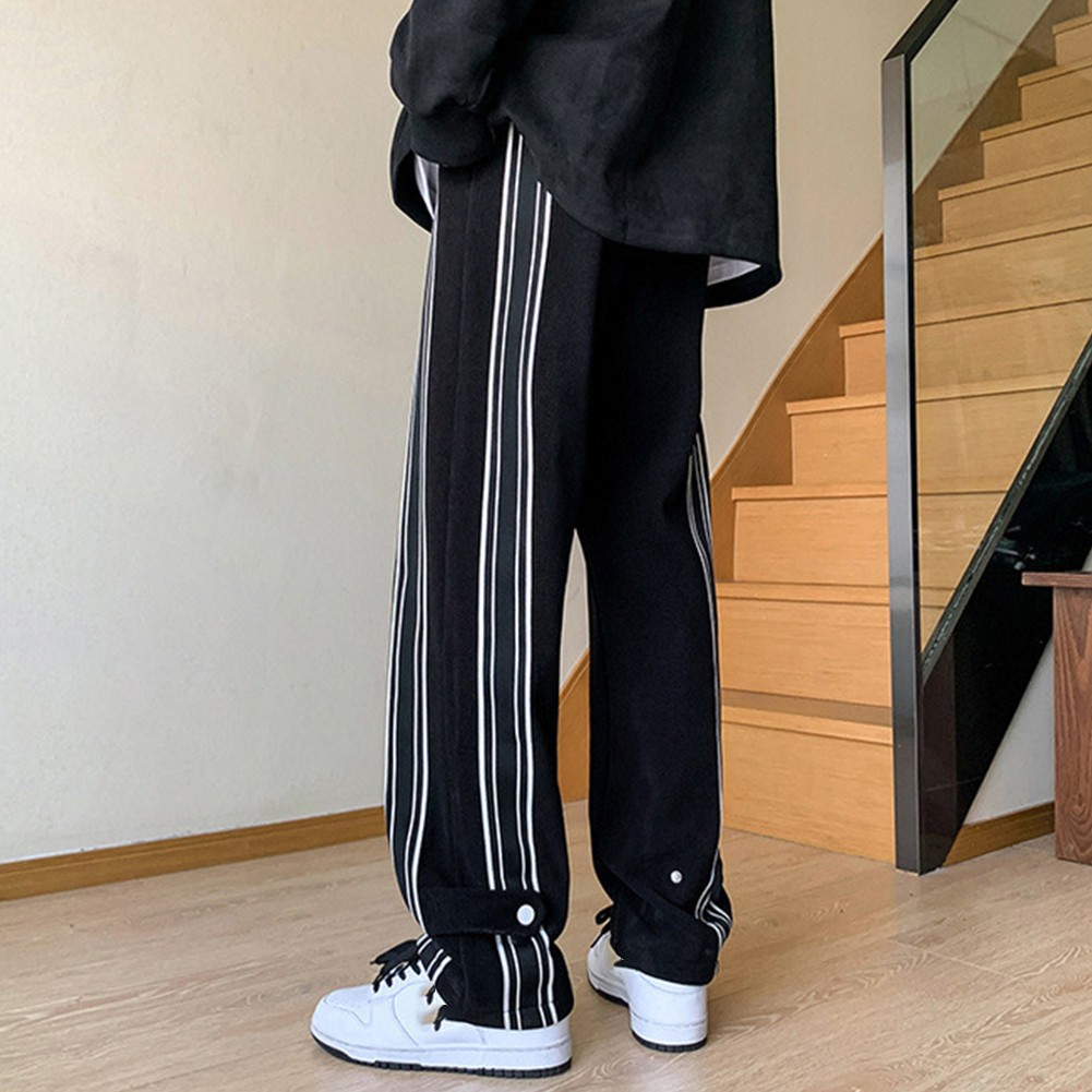 Men's All Season Jogger Trousers with Elastic Waist and Striped Pattern - Picture 19 of 28
