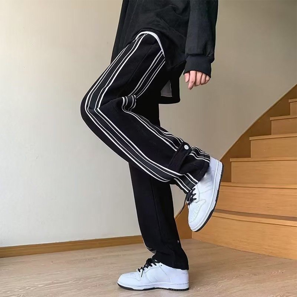 Men's All Season Jogger Trousers with Elastic Waist and Striped Pattern - Picture 17 of 28