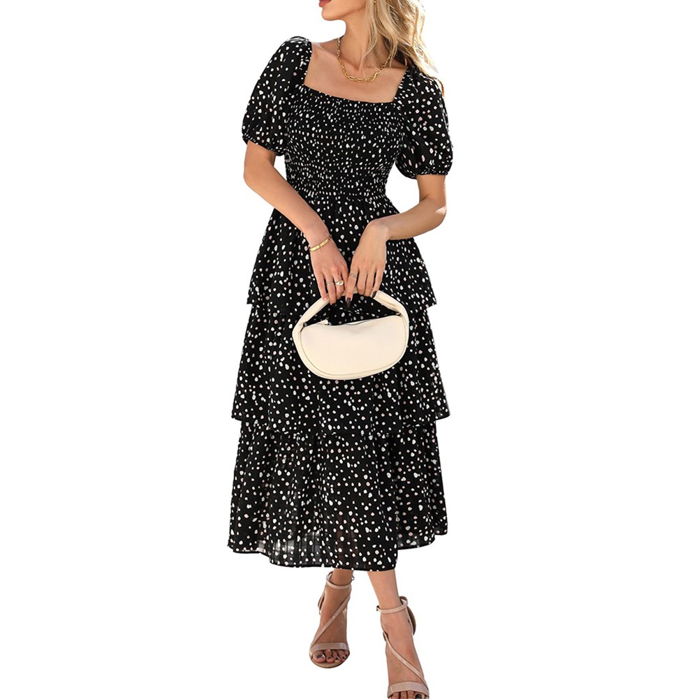 Ruffled Tiered Maxi Dress for Women with Floral Design for Summer Events