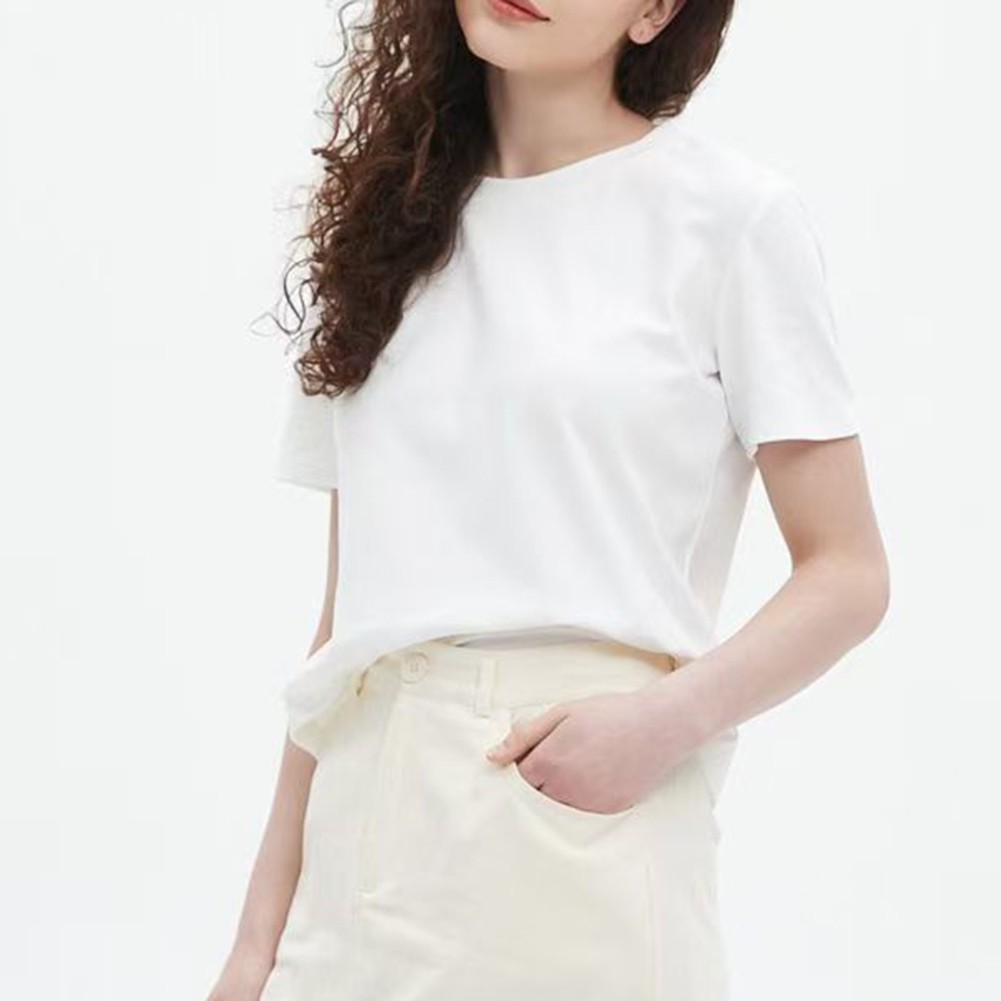 Comfortable Womens T Shirt with Short Sleeves in Solid Color for Casual Styles - Picture 15 of 28