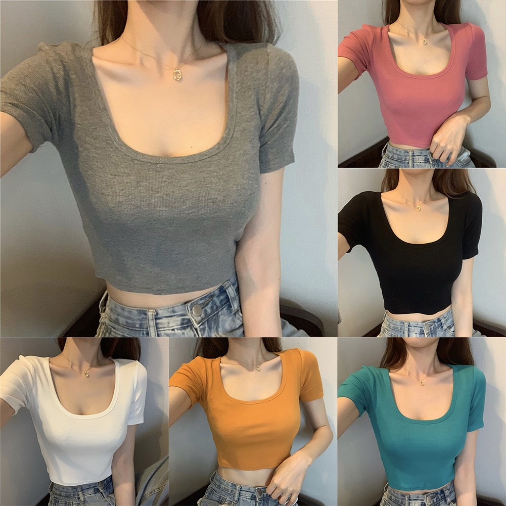 T-shirt femme basique manches courtes boutiques style été décontracté pour toutes occa