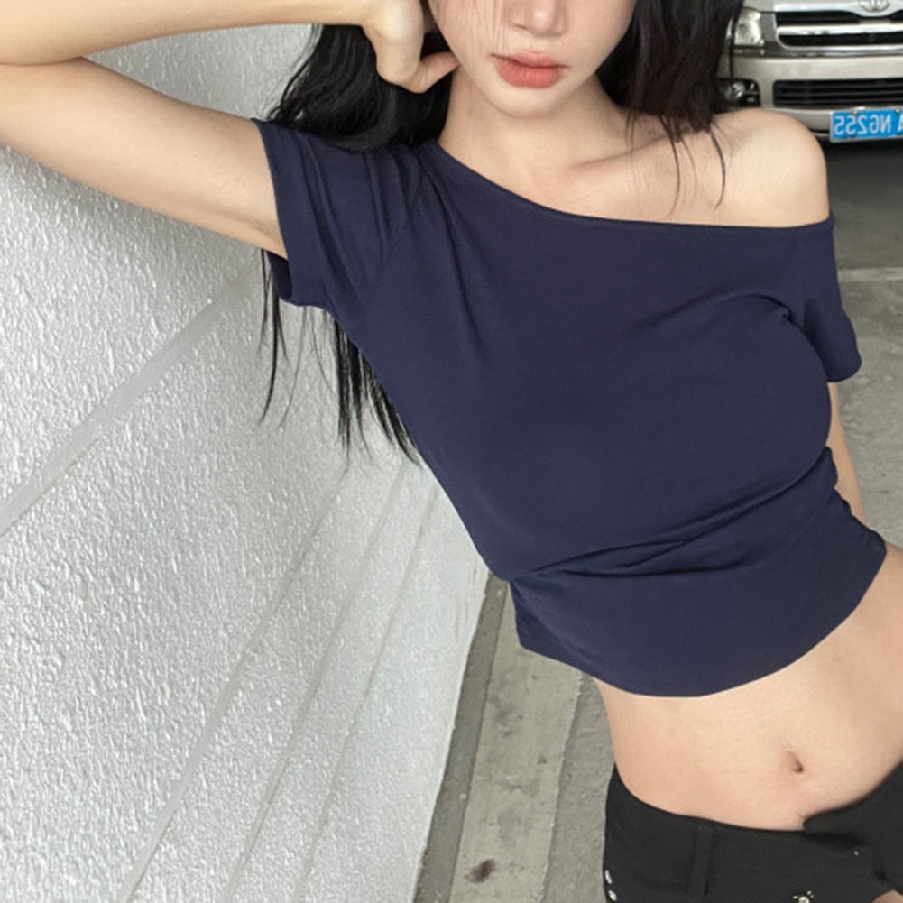 Women Off Shoulder Summer TShirts Slim Fit Casual Tops for Stylish Girls - Picture 16 of 44