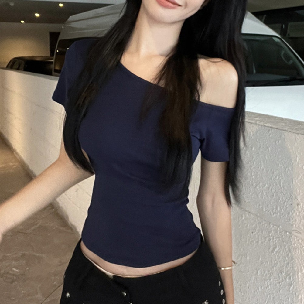 Women Off Shoulder Summer TShirts Slim Fit Casual Tops for Stylish Girls - Picture 11 of 44