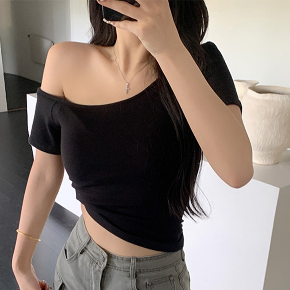 Women Off Shoulder Summer TShirts Slim Fit Casual Tops for Stylish Girls - Picture 42 of 44