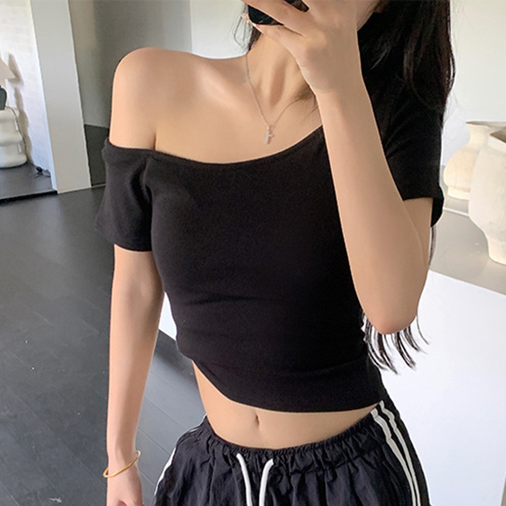Women Off Shoulder Summer TShirts Slim Fit Casual Tops for Stylish Girls - Picture 44 of 44
