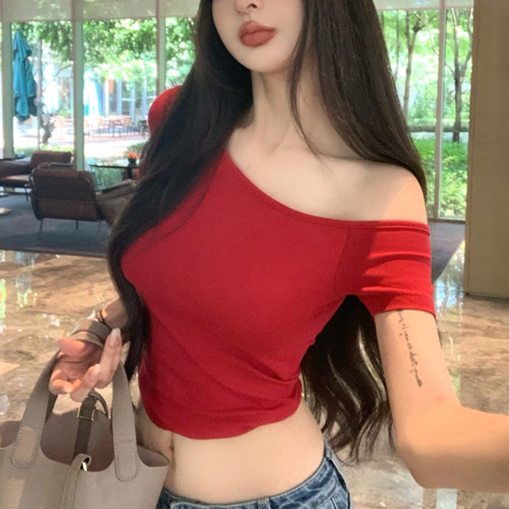 Women Off Shoulder Summer TShirts Slim Fit Casual Tops for Stylish Girls - Picture 9 of 44