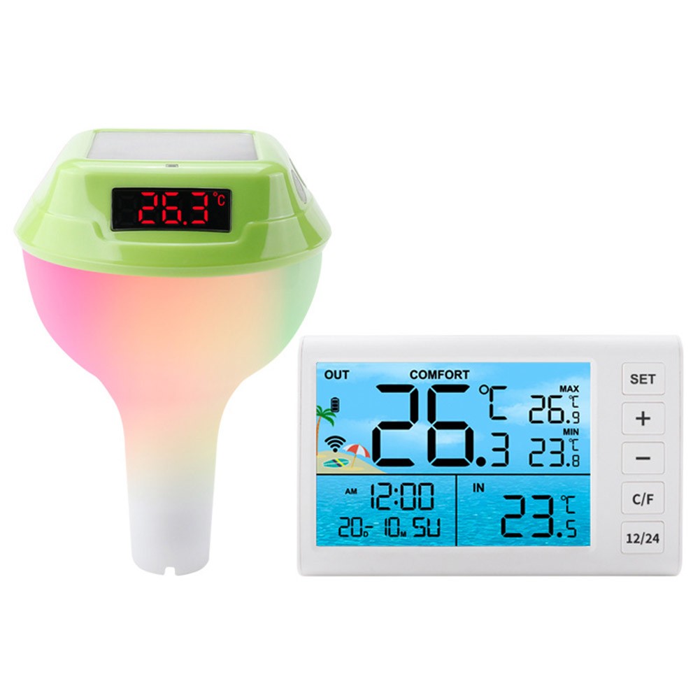 Solar Swimming Pool Thermometer with RGB and Digital Temperature Readout