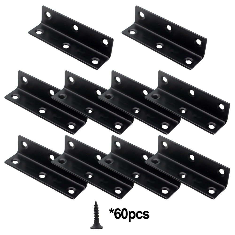 Set of 10 Black L Brackets for Corner Reinforcement in For Raised Garden Bed
