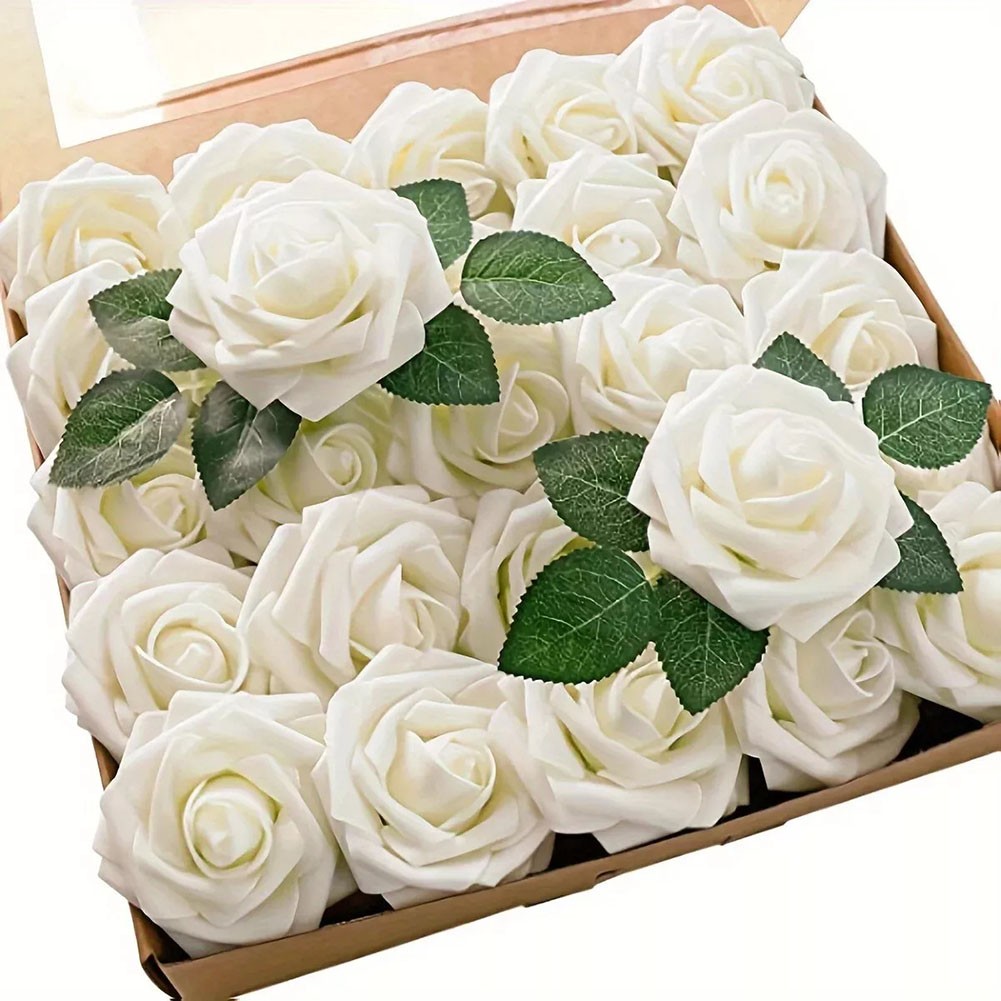 Flexible 25Pcs Foam Roses Set for Event Decoration and Home Floral Design