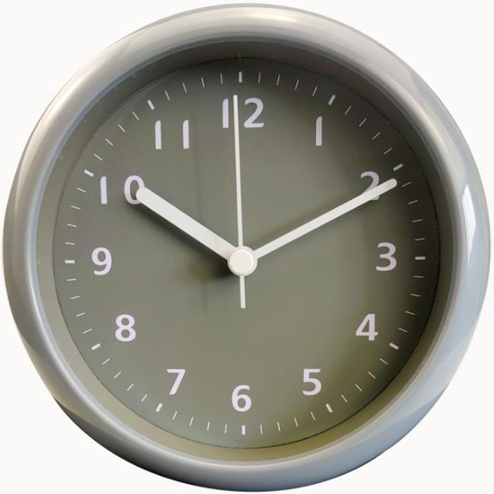 Modern Mute Bathroom Wall Clock with Suction Cup Waterproof Functionality