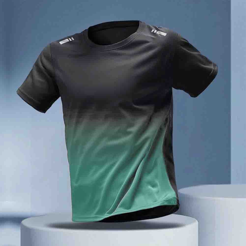 Men's Gradient Color Sports T Shirt Quick Dry Short Sleeve Casual Wear - Bild 18 von 22