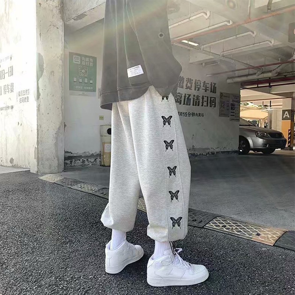 Pantalones deportivos informales cómodos con estampado de mariposas de gran tamaño para hombre - Imagen 16 de 28