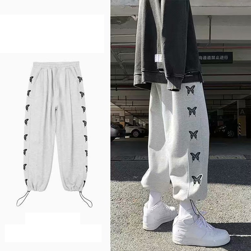 Pantalones deportivos informales cómodos con estampado de mariposas de gran tamaño para hombre - Imagen 15 de 28